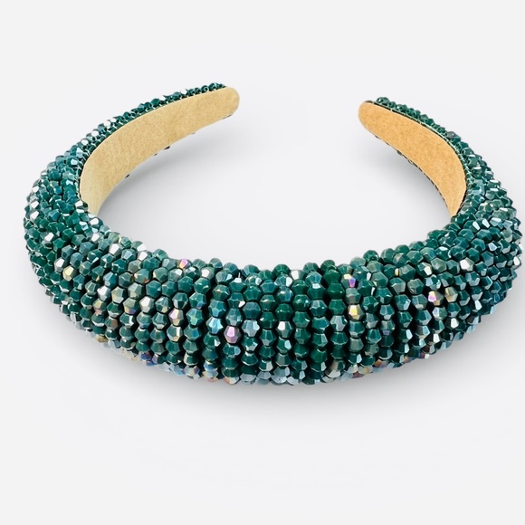 Beaded Green Headband New